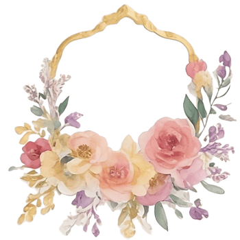 Vintage wooden frame with flower png