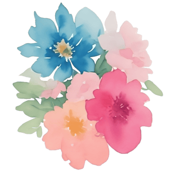 Watercolor flower pink bouquet AI Generative png