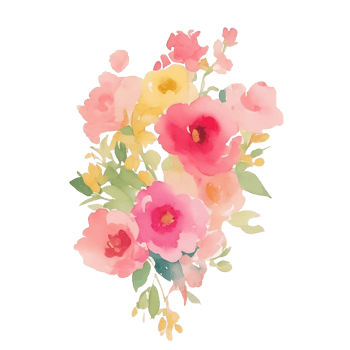 Watercolor flower pink bouquet AI Generative png