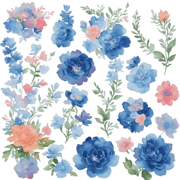 Blue flower bouquet clip art AI Generative png