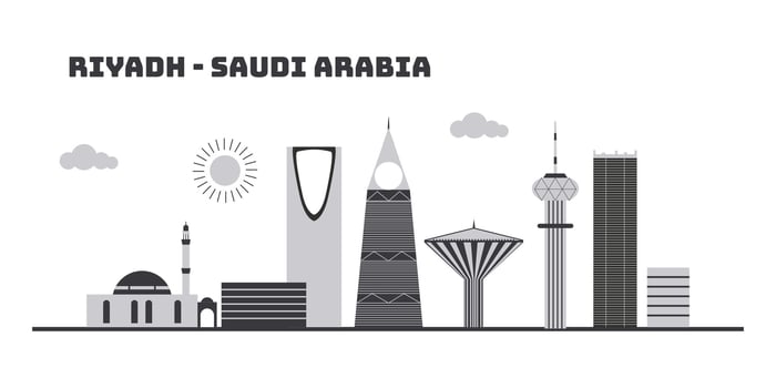 Riyadh saudi arabia cityscape skyline sketch illustration vector. vector