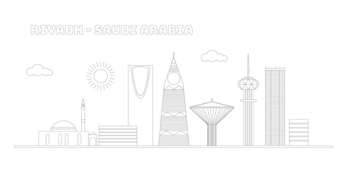 Riyadh saudi arabia cityscape skyline sketch illustration vector. vector