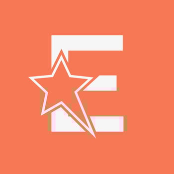 Star Logo On Letter E Moving Star Symbol Vector Template