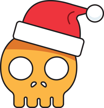 christmas santa skull flat line icon png