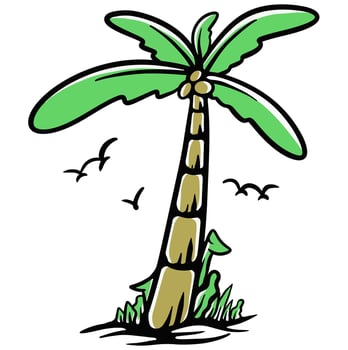 palm tree illustration beach artwork vector