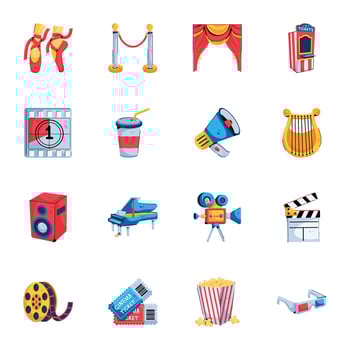 Modern Pack of Cinema Flat Icons vector