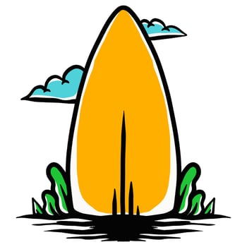 Surf board beach artwork vintage vector illustration