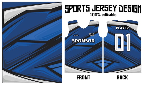 blue abstract pattern jersey design for sport uniform vector