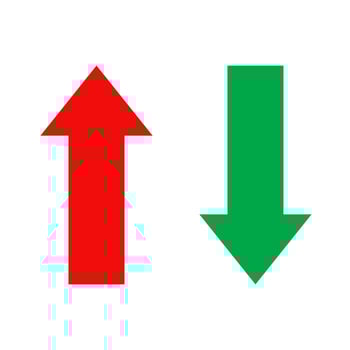 Red and green arrows icon isolated on white background. vector
