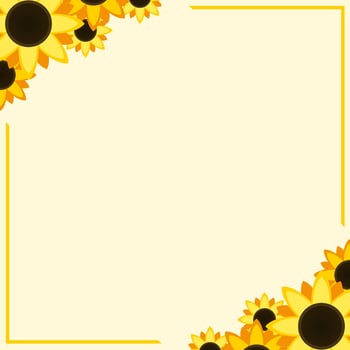 flat design sunflower frame design for background in vector