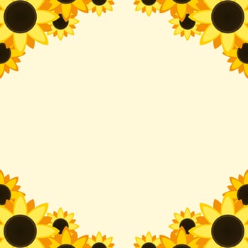 flat design sunflower frame design for background in vector