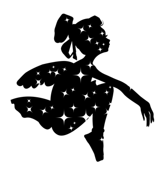 Cartoon fairy silhouette with magic wings. png
