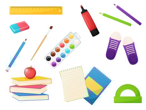 Back to school set School supplies vector illustration
