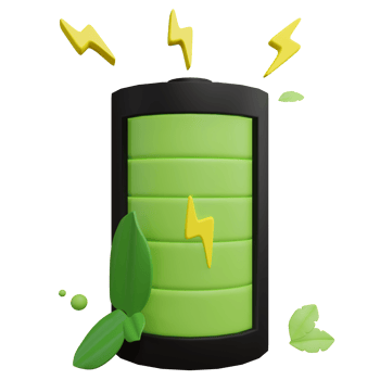 Bio green battery 3d green energy icon png