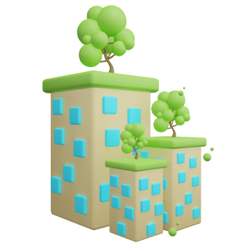 Green city building 3d green energy icon png