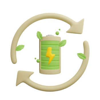 Renewable energy rechargeable battery 3d green energy icon png