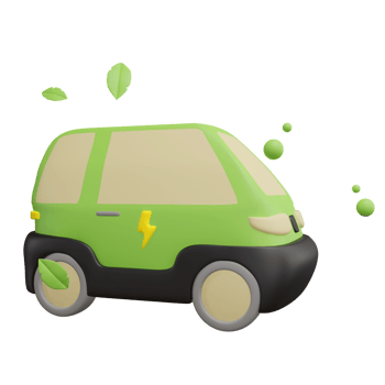 Electric car 3d green energy icon png
