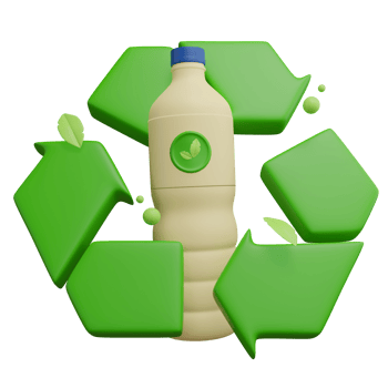 Reusable plastic bottle 3d green energy icon png