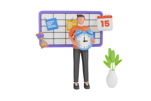 Planning strategy and time management 3d illustration. organizing work time and planning the date png