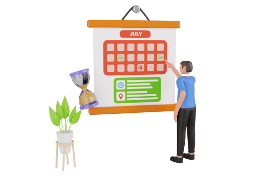 Businessman with his schedule 3d illustration. Businessman Doing Calendar Schedule Planning. Businessman is Checking His Calendar to Make an Appointment with New Clients and Employer png