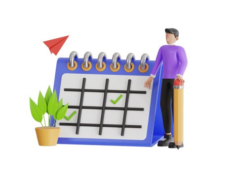 businessman writing on his agenda 3d illustration. Time management or successfully task organizing concept. 3d illustration png