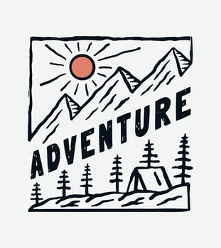 Hand drawing of camping adventure in mountain nature vintage design vector