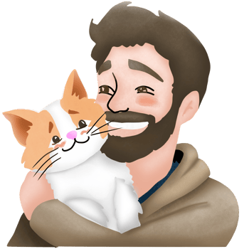 The man hug with a cat png