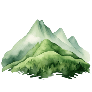 mountain landscape illustration with white cloud isolated watercolor  ai generated png