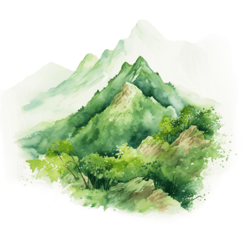 isolated green landscape with trees and clouds ai generated png