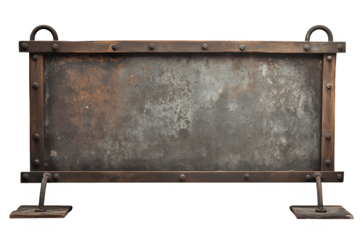 old iron plank signboard isolated on transparent background ,generative ai png