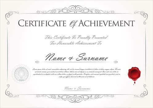 Certificate or diploma template with decorative design calligraphy elements vector