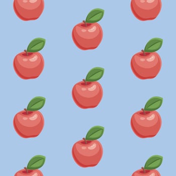 Bright seamless pattern with ripe apples. Repeating background with fruit. Vector print.