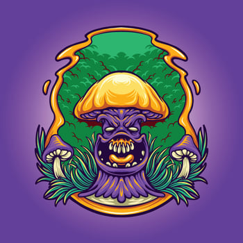 Horror Mushroom Character Illustration vector
