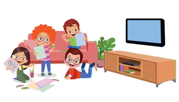 Kids playing in the room vector