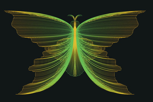 Glowing Neon Line Art Gradient Vector Design In The Shape Of A Butterfly