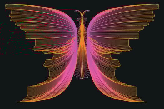 Glowing Neon Line Art Gradient Vector Design In The Shape Of A Butterfly