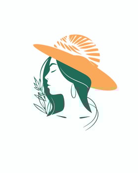 a woman in a hat with long hair vector