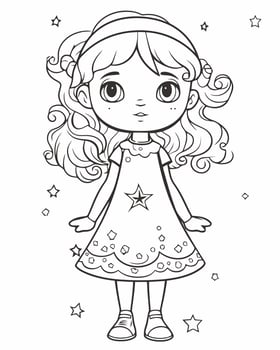 a coloring page with a girl in a dress vector