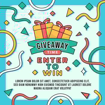 Giveaway contest flat banner social media post design template vector