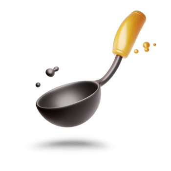 3d icon rendering of cute stylish ladle kitchen tool with transparent background png