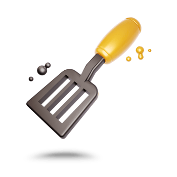 Cute stylized spatula kitchen tool 3d rendering icon png