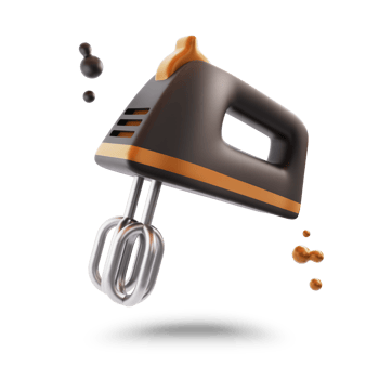 3d rendering of electric mixer icon for making bread with transparent background png