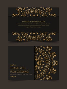 classic gold thank you wedding card vector