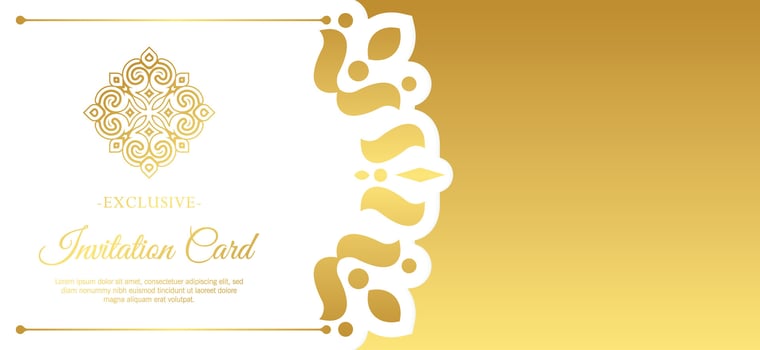 Gold invitation background style ornamental pattern vector