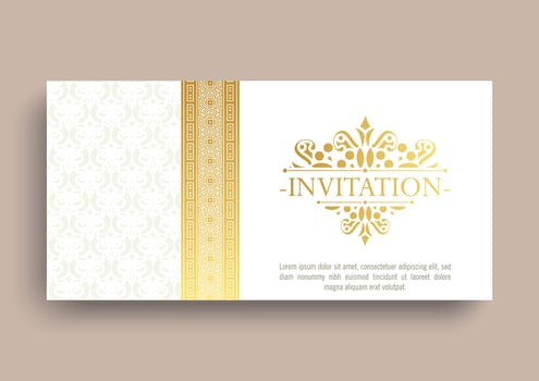 Gold invitation background style ornamental pattern vector