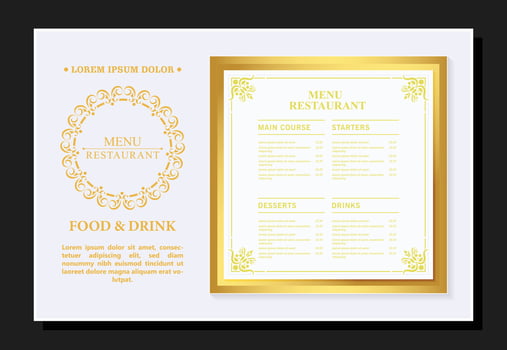 Elegant restaurant menu cover with logo ornament vector