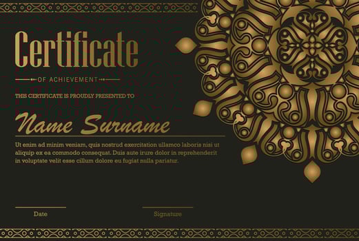 Luxury mandala certificate award diploma vector