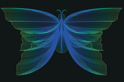Glowing Neon Line Art Gradient Vector Design In The Shape Of A Butterfly