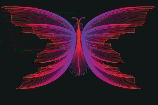 Glowing Neon Line Art Gradient Vector Design In The Shape Of A Butterfly