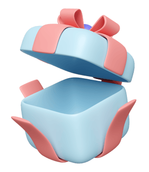 open gift box empty with bow isolated. christmas and new year day concept, minimal abstract, 3d illustration or 3d render png